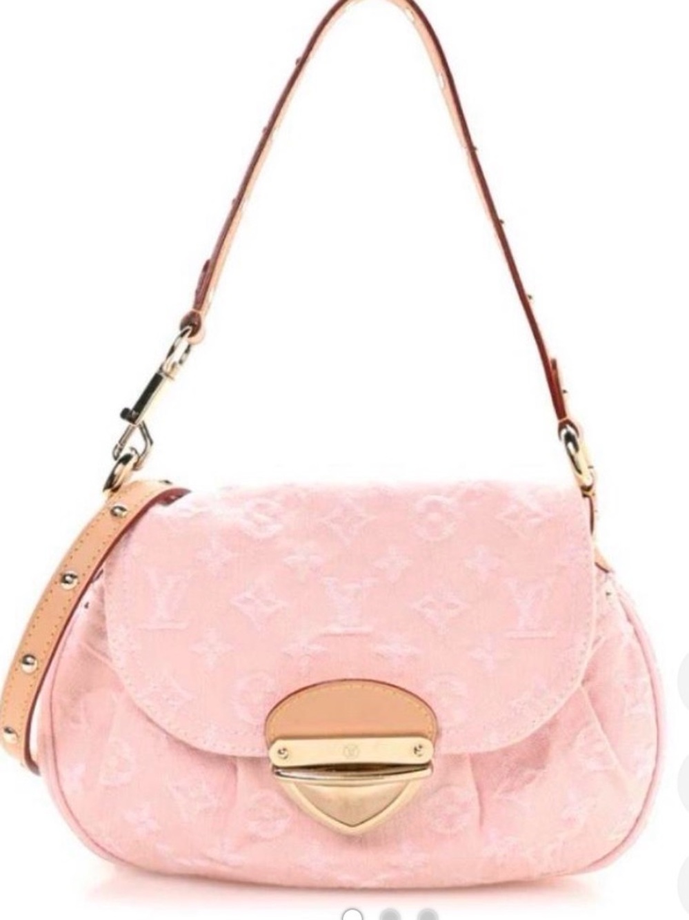 Louis Vuitton Pink Shoulder Bag with Gold Hardware and Tan Strap
